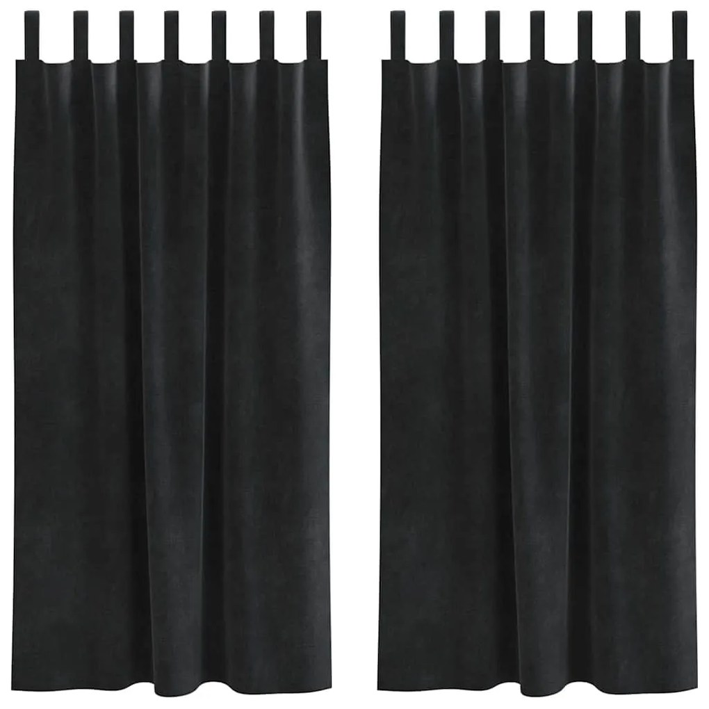 Cortinas blackout vidaXL com laços de pendurar 2 pcs Veludo Preto