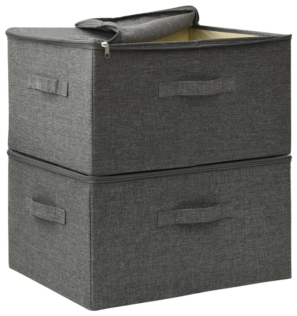 Caixas de arrumação 2 pcs 43x34x23 cm tecido antracite
