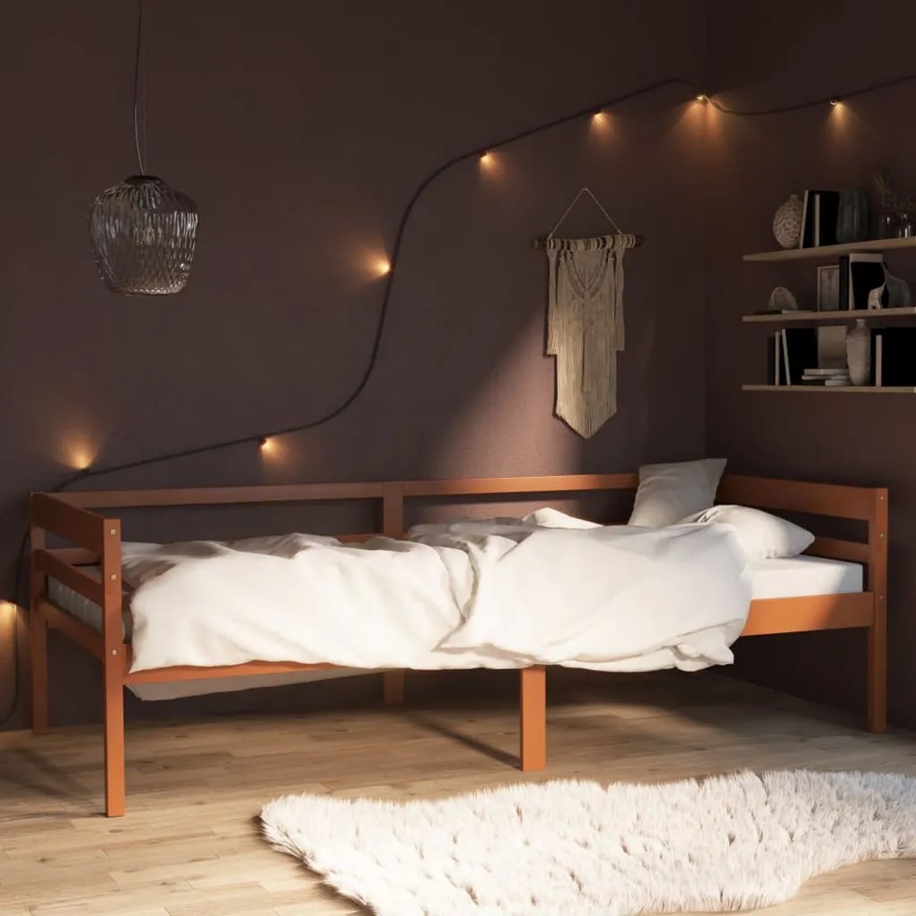 vidaXL Estrutura de cama 90x200 cm pinho maciço castanho mel