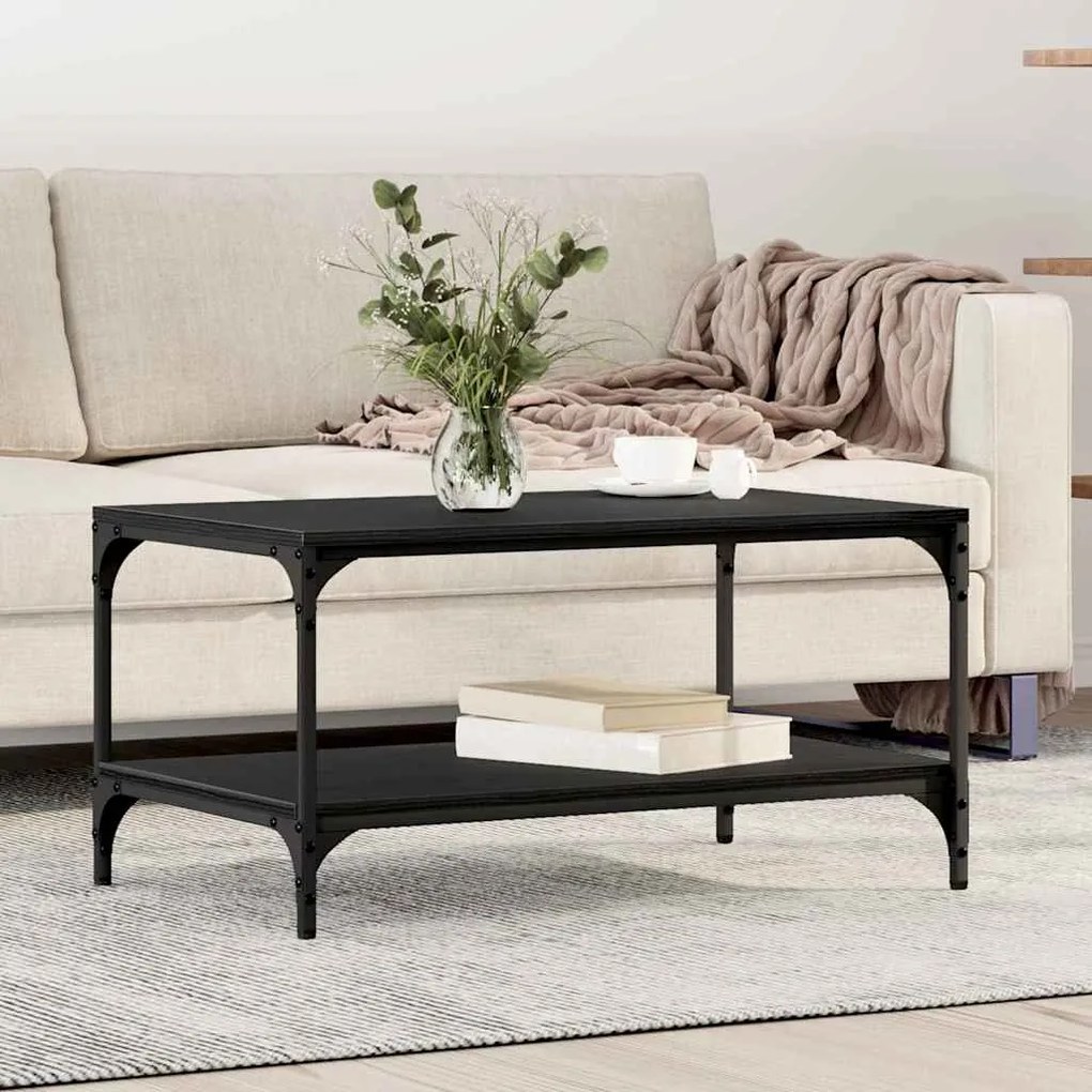 vidaXL Mesa de centro Carvalho preto 80 x 50 x 40 cm