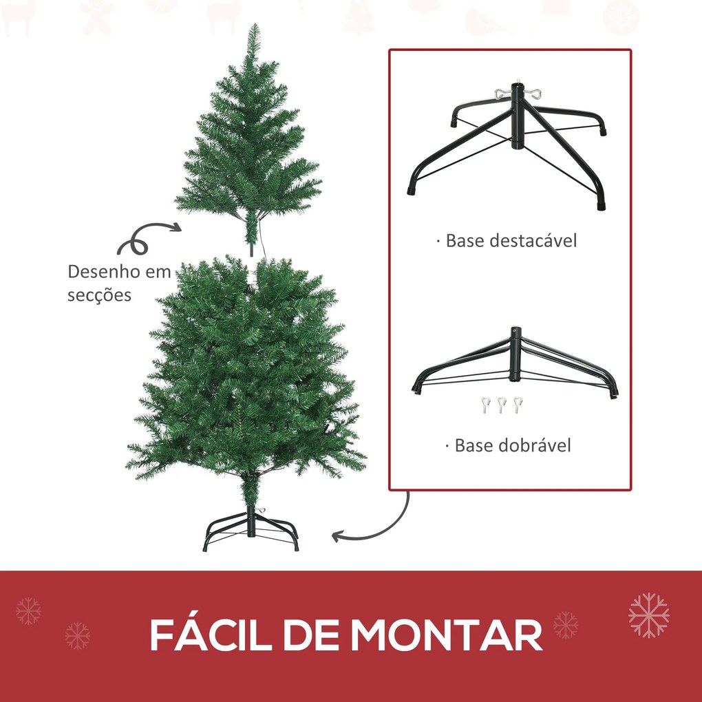 HOMCOM Árvore de Natal Artificial Altura 150cm Ignífugo com 502 Ramos