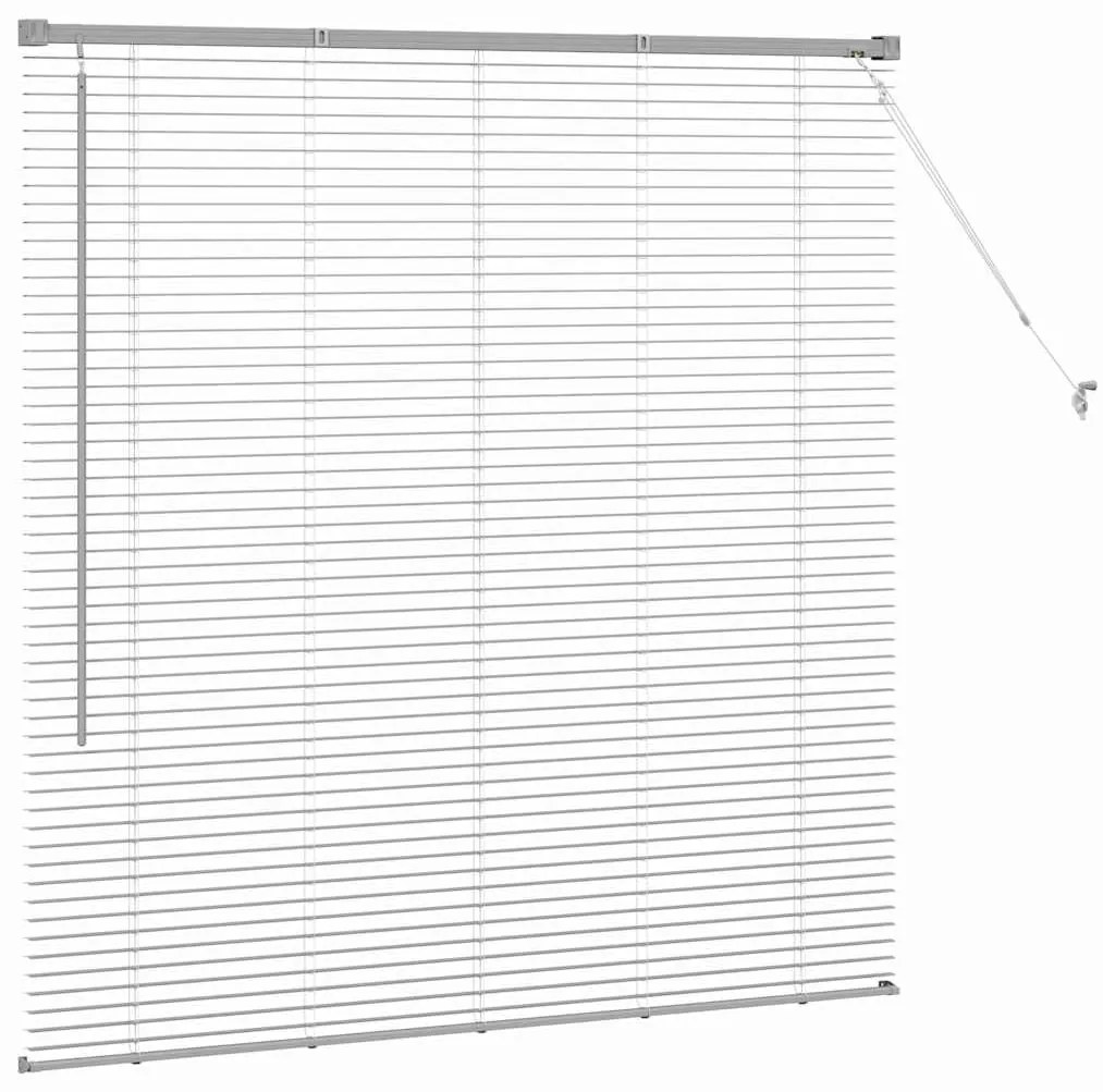 Persiana de Janela com cortinas Manual Prata 80 x 130 cm Alumínio