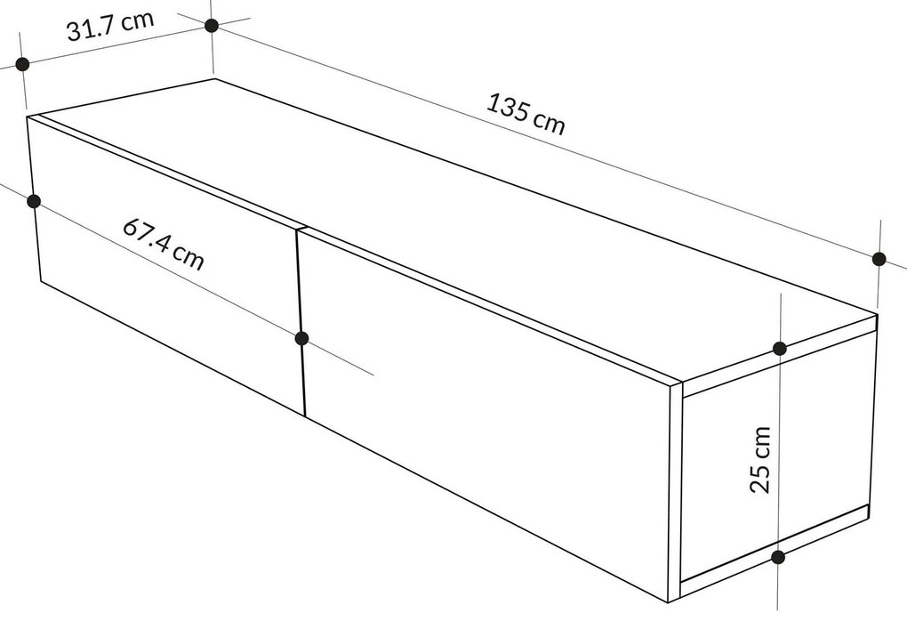 Móvel de TV "Maximus" – Branco – 135 x 25 x 31,7 cm – Design Moderno