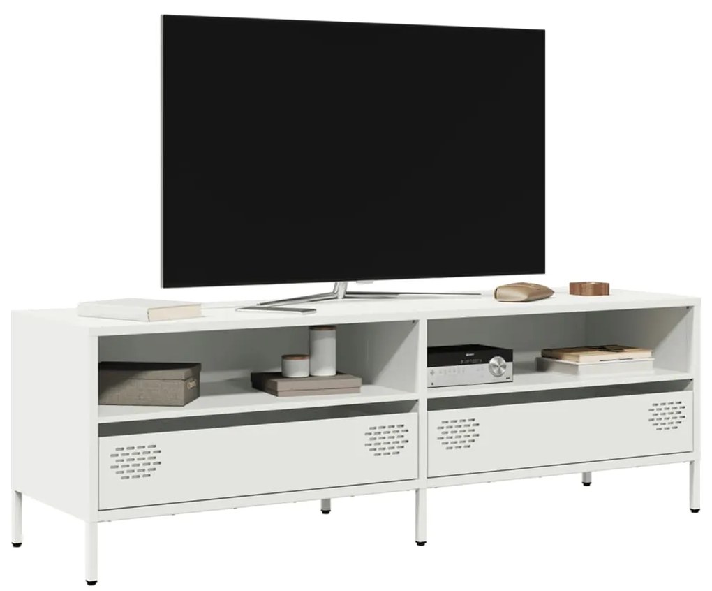 Móvel de TV 135x39x43,5 cm aço laminado a frio branco