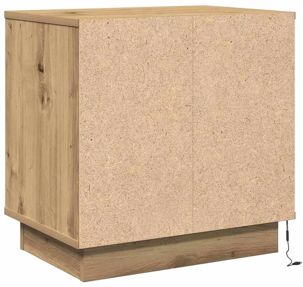 Camas de Cabeceira com LED 2 pcs Carvalho Artesanal 50x34,5x50 cm