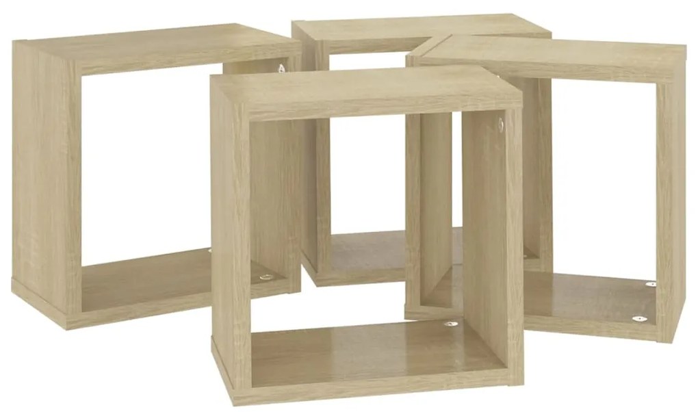Prateleiras de parede em forma de cubo 4 pcs 26x15x26 cm sonoma