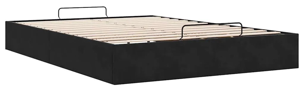 Estrutura de cama otomana sem colchão 140x190 cm veludo preto