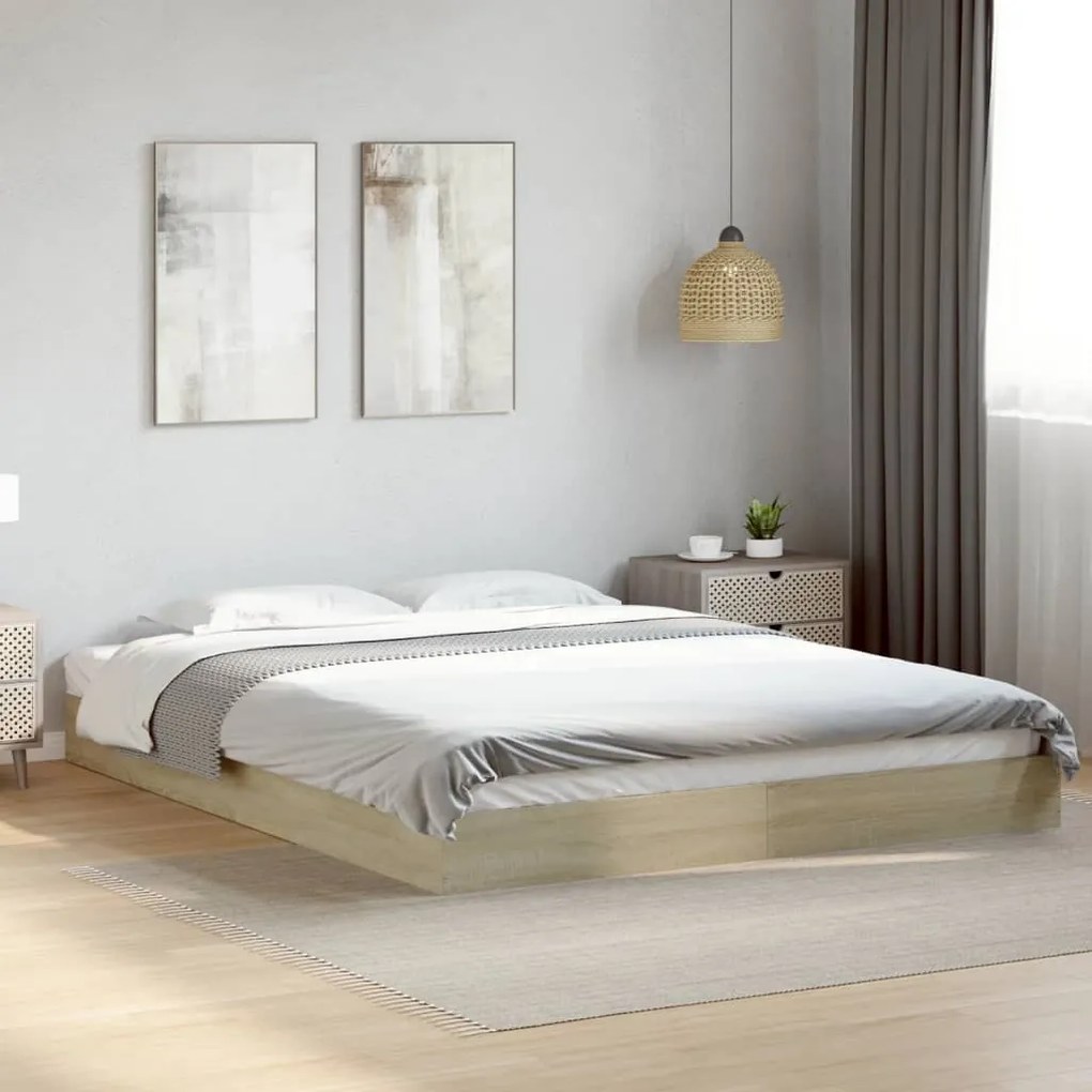 vidaXL Estrutura cama s/ colchão derivados de madeira carvalho sonoma