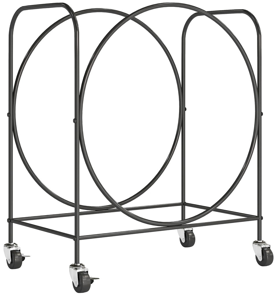 Outsunny Suporte Metálico para Lenha com Rodas para Interior e Exterior 51x30x60 cm Preto