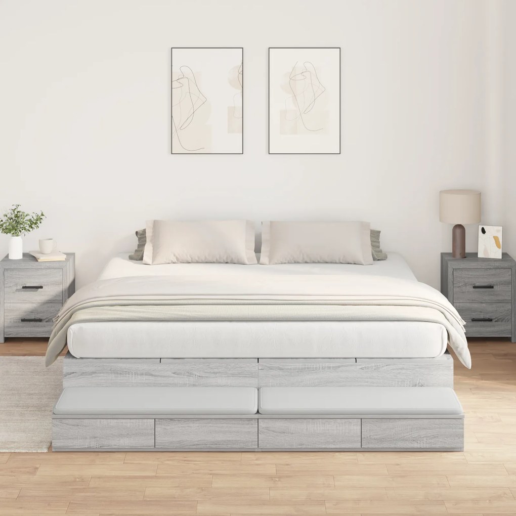 vidaXL Estrado de Cama Cinzento Sonoma 200x200 cm