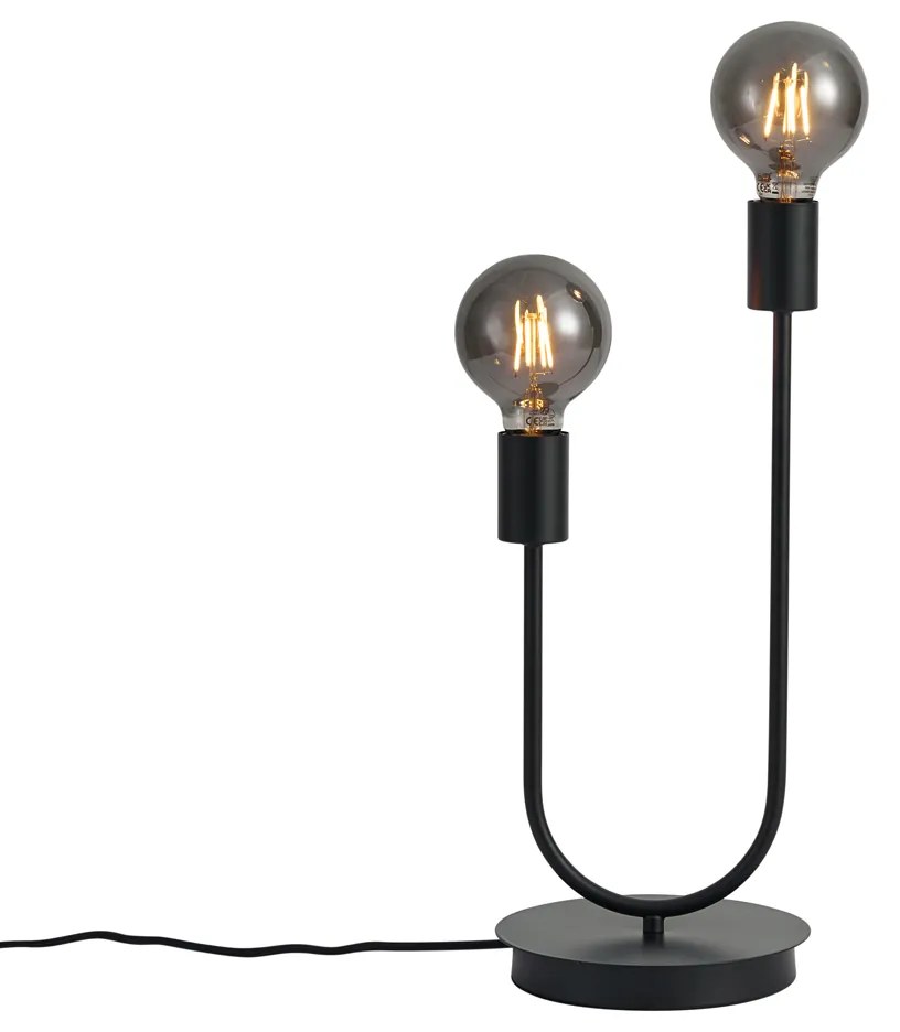 Candeeiro de Mesa Art Deco Preto 2-Luzes - Tuning Art Deco
