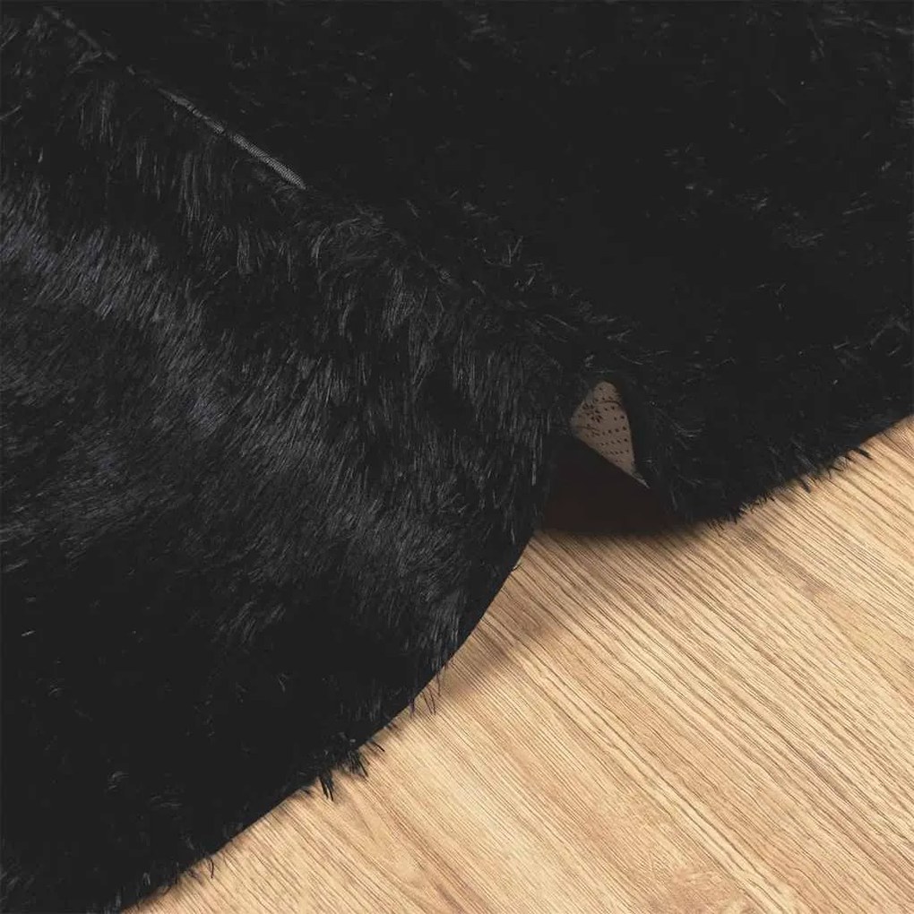 Tapete shaggy de pelo alto NAVARRA 200x200 cm poliéster preto