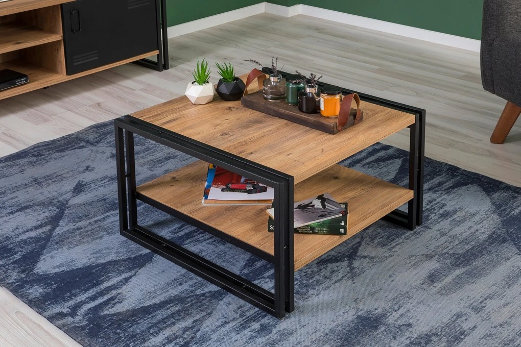 Conjunto de Mobiliário de Sala Cosmo – Pinho Atlântico e Preto – Tv Un