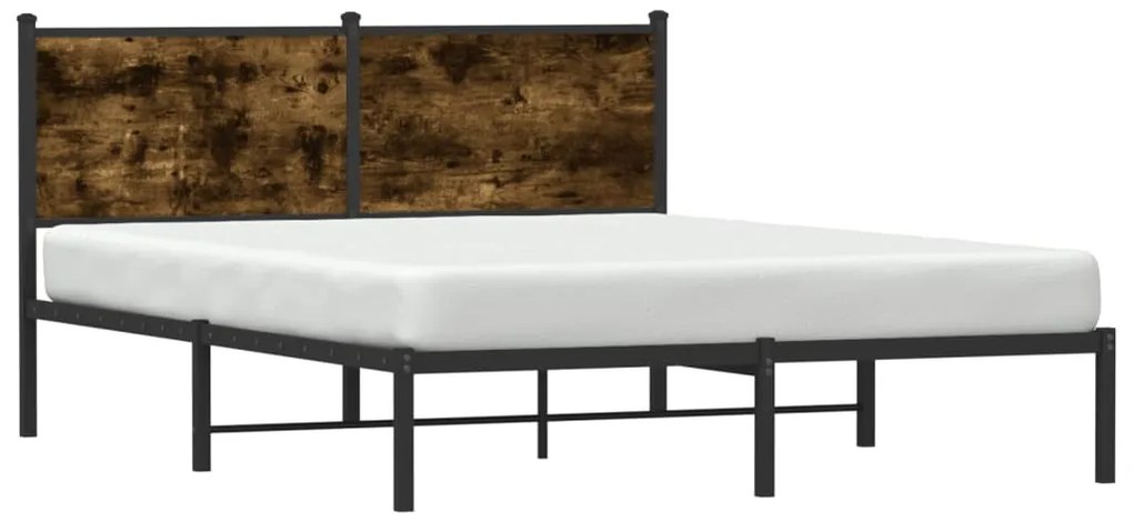 Estrutura de cama com cabeceira 140x200cm metal carvalho fumado