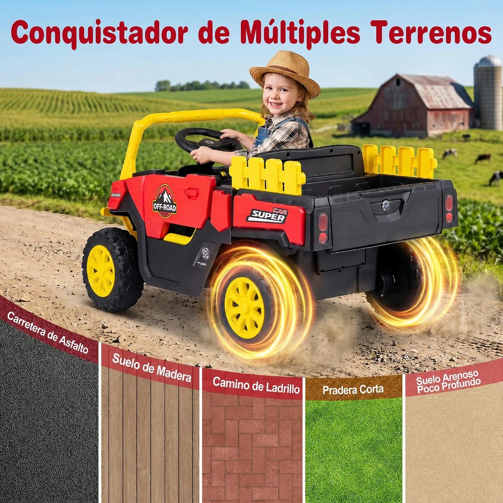 Carrinho Elétrico Infantil 12V para crianaças 2 a 5 anos, 99 x 54 x 52 cm, Motor Duplo, Vermelho