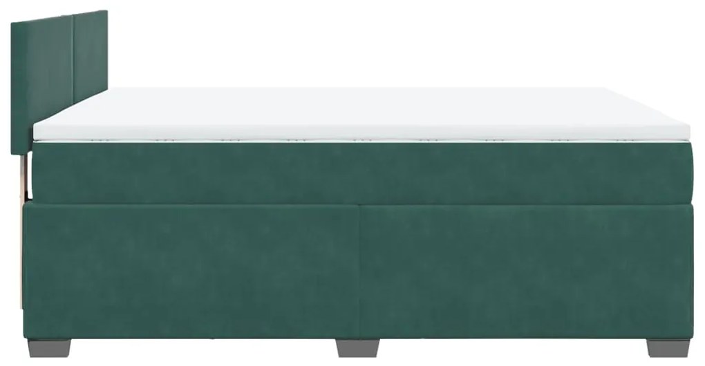 Cama com molas/colchão 140x200 cm veludo verde-escuro