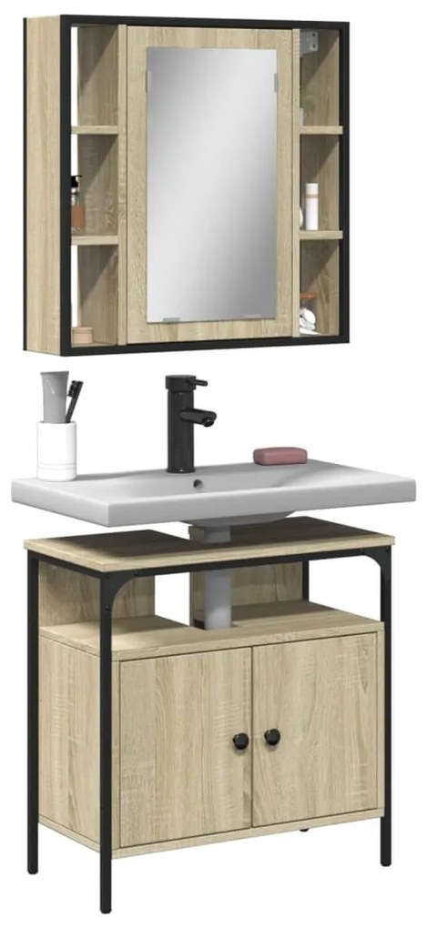 vidaXL 2 pcs conj. móveis casa banho derivados madeira carvalho sonoma