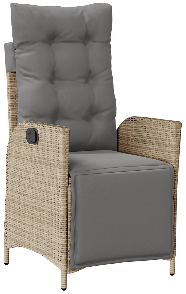 Conjunto de Jantar de Jardim 7 Peças Bege Rattan Poliéster