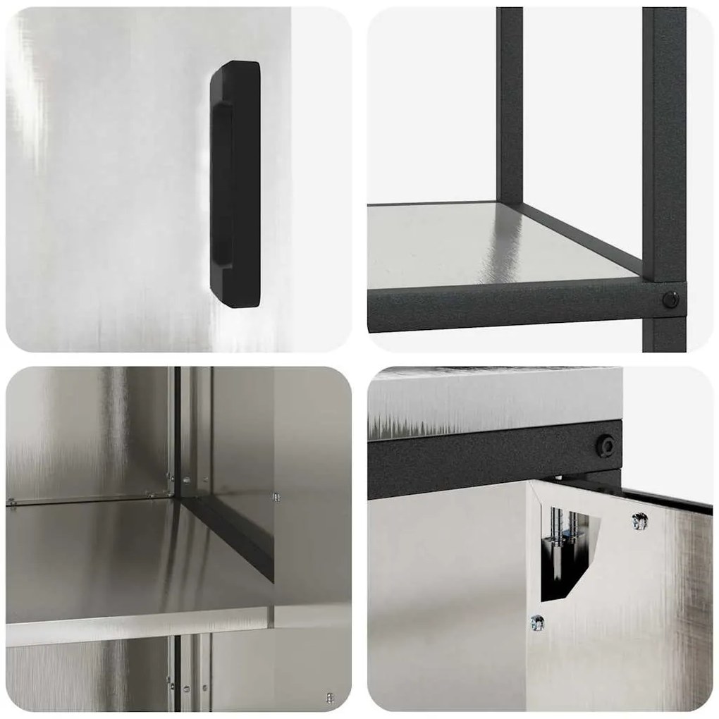 Conjunto de Armazenamento de Cozinha com prateleira 3 pcs Prata