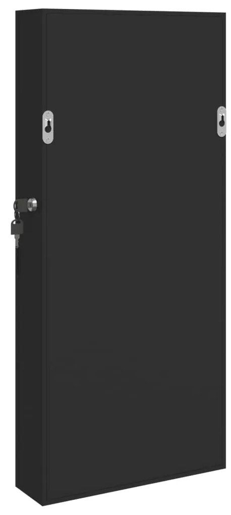 Móvel para joias de parede espelhado 30x8,5x67 cm preto