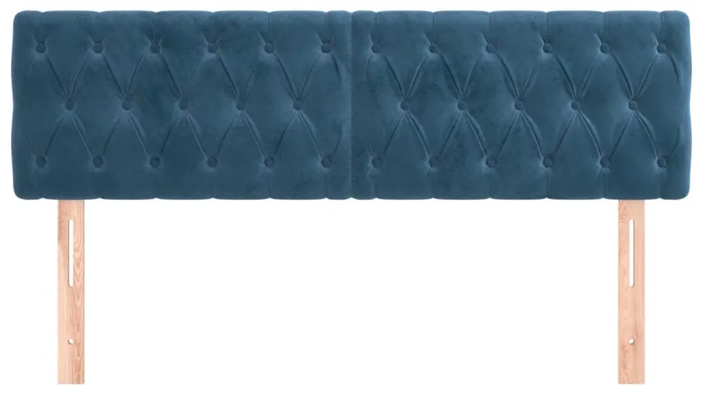 Cabeceira de cama 2 pcs veludo 80x7x78/88 cm azul-escuro