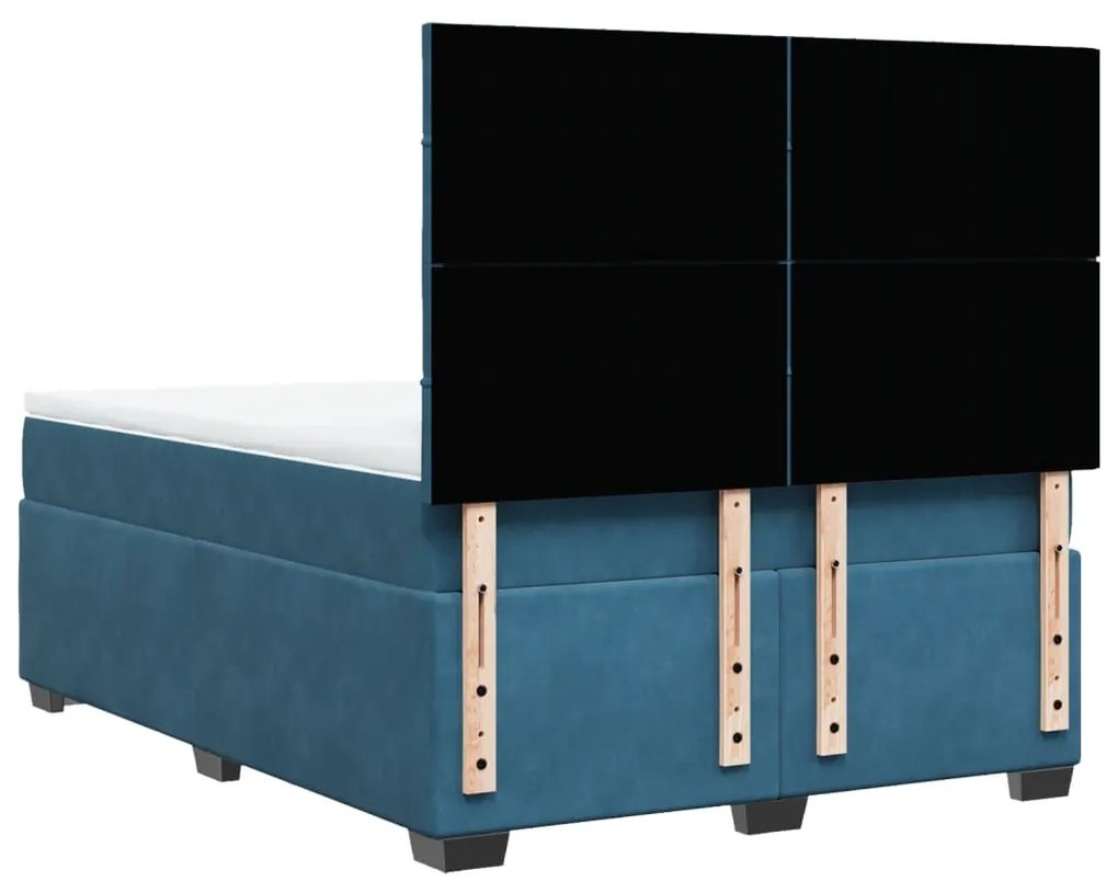 Cama com molas/colchão 160x200 cm veludo azul