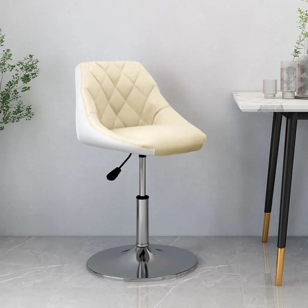 vidaXL Banco de bar couro artificial cor creme e branco