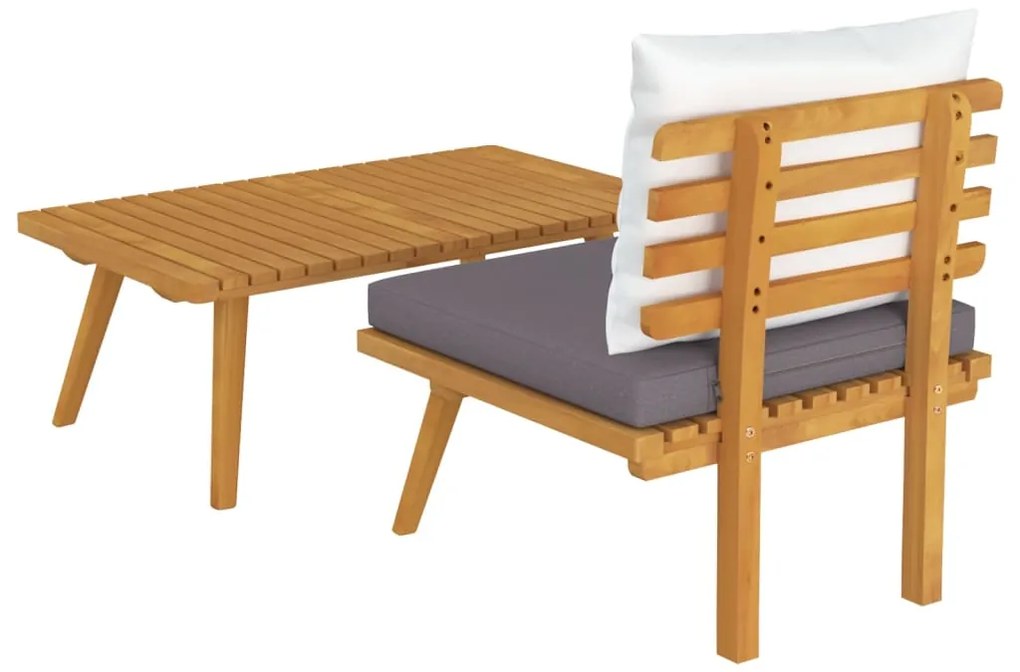 2 pcs conjunto lounge de jardim c/ almofadões acácia maciça