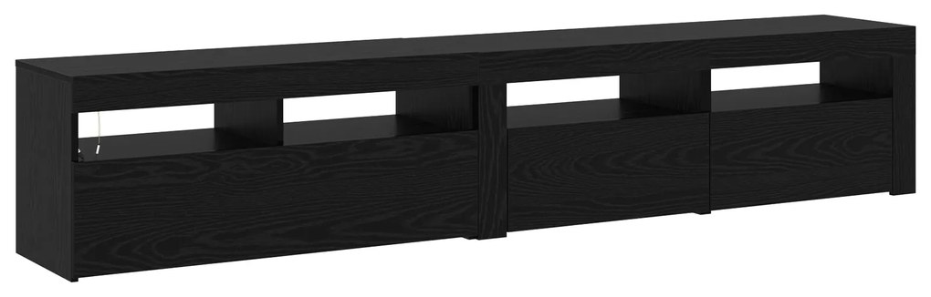 Gabinetes de TV vidaXL 2 pcs com Luzes LED Madeira de Carvalho Preto,