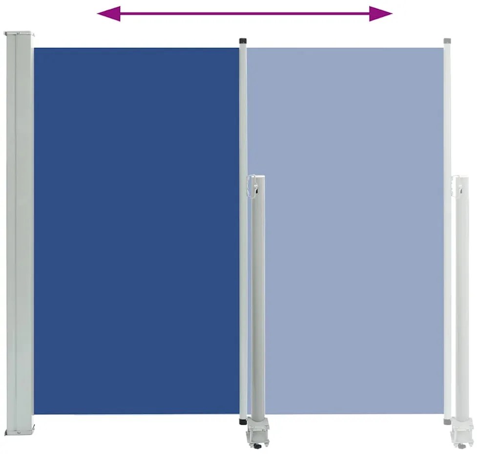 Toldo lateral retrátil para pátio 160x300 cm azul