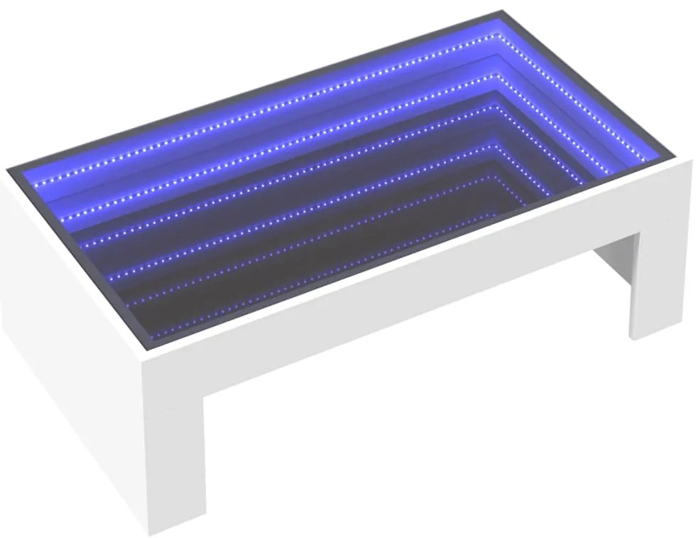 Mesa de centro com luzes LED Infinity 90x50x30 cm branco