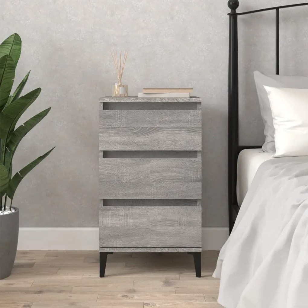 vidaXL Mesa de cabeceira 40x35x70 cm derivados madeira cinza sonoma