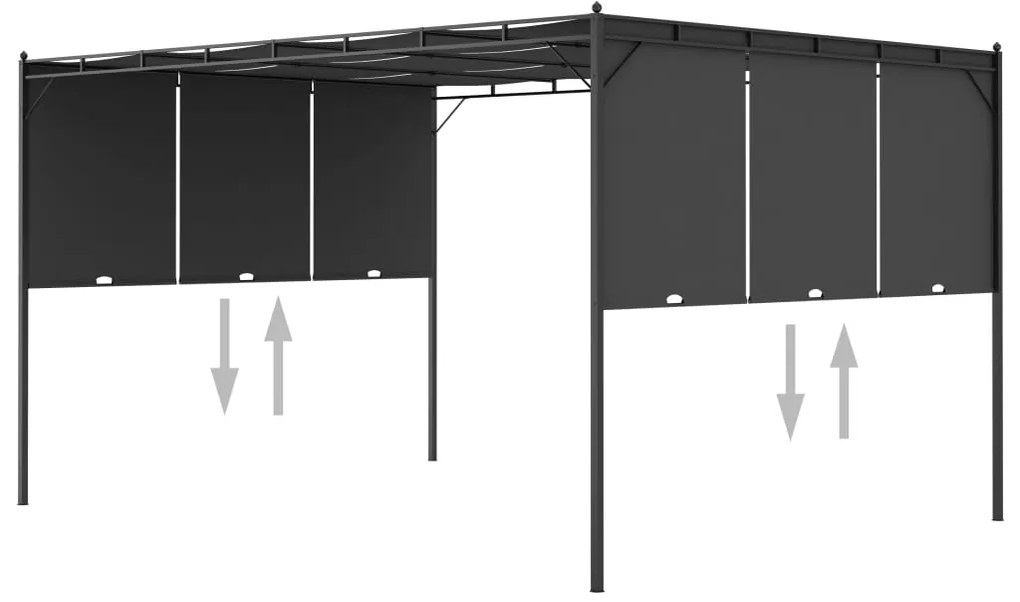 Gazebo de jardim com cortina lateral 4x3x2,25m antracite