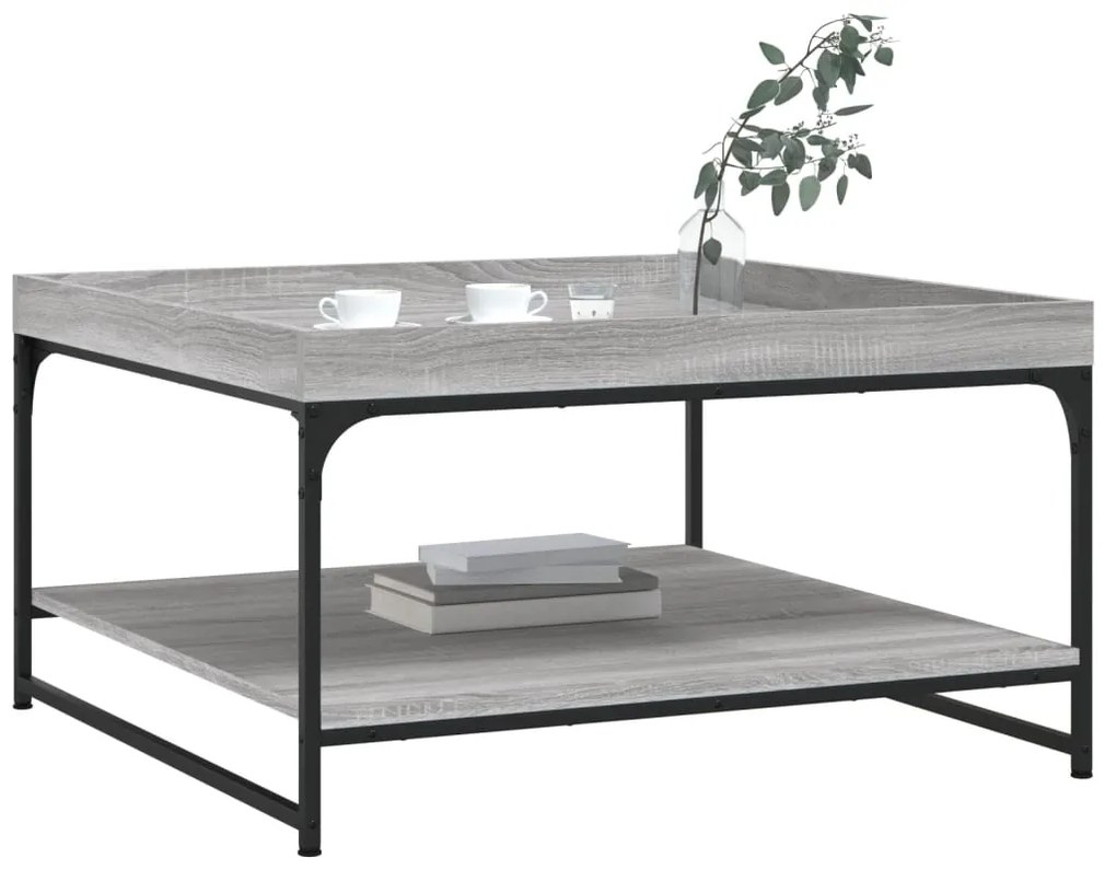 Mesa de centro 80x80x45 cm derivados madeira/ferro cinza sonoma