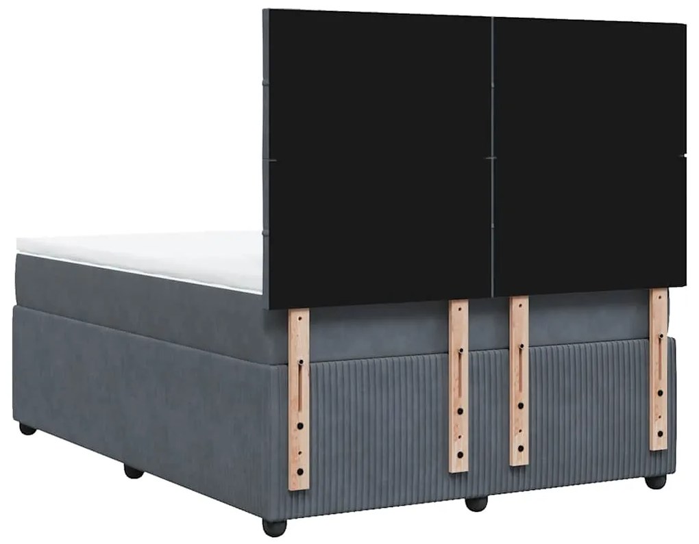 Cama com molas/colchão 140x190 cm veludo cinzento-escuro