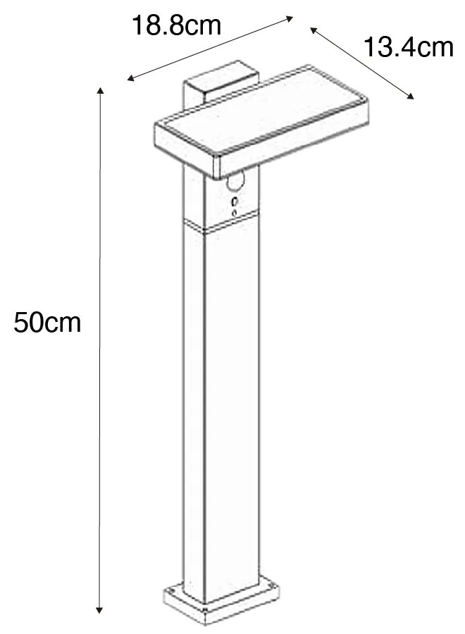 Bollard externo cinza escuro 50 cm incl. LED e solar - Sunnie Moderno