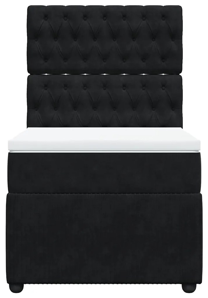 Cama com molas/colchão 100x200 cm veludo preto