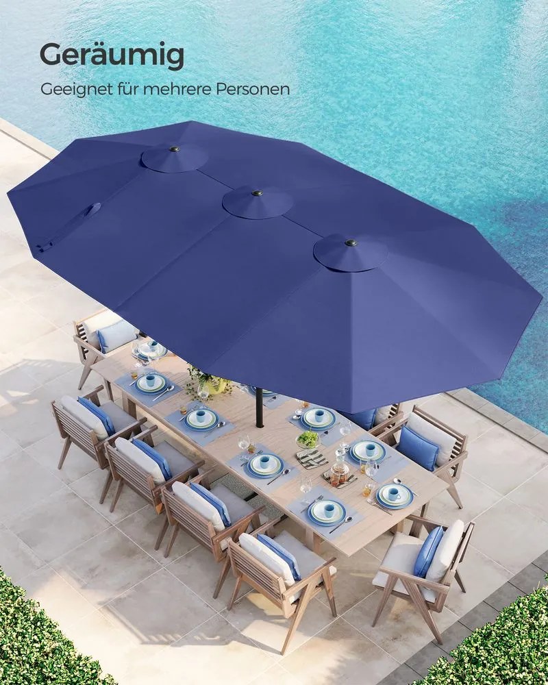 Guarda-sol duplo 460 x 270 cm Proteção UV até UPF 50+ Azul