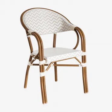 Pacote De 2 Cadeiras De Jardim Empilháveis Com Braços Em Alumínio Brielle Bistro Nude Beige - Gardénia Branco - Sklum