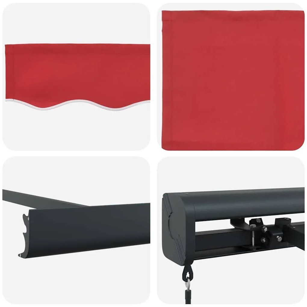 Toldo Retrátil Manual vidaXL Vermelho 500 x 300 cm