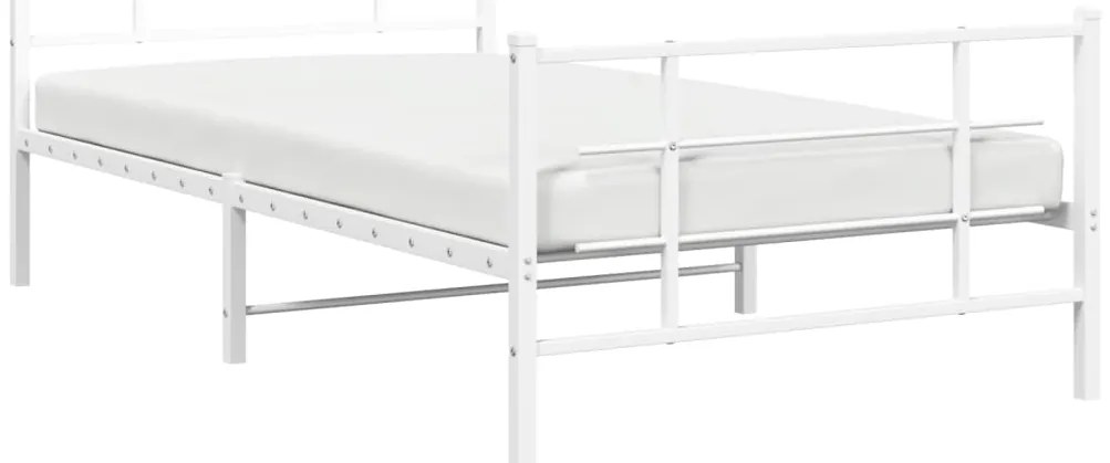 Estrutura de cama com cabeceira e pés 100x190 cm metal branco