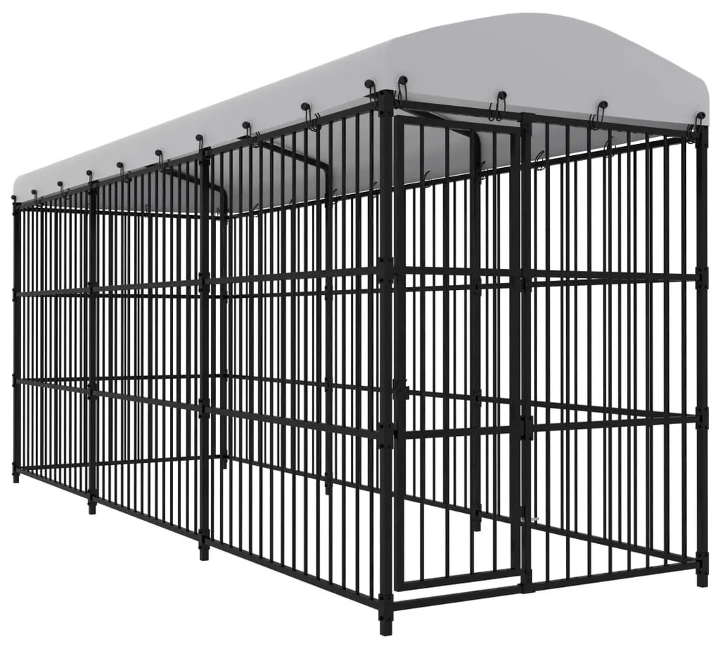 vidaXL Canil de exterior com telhado 450x150x210 cm