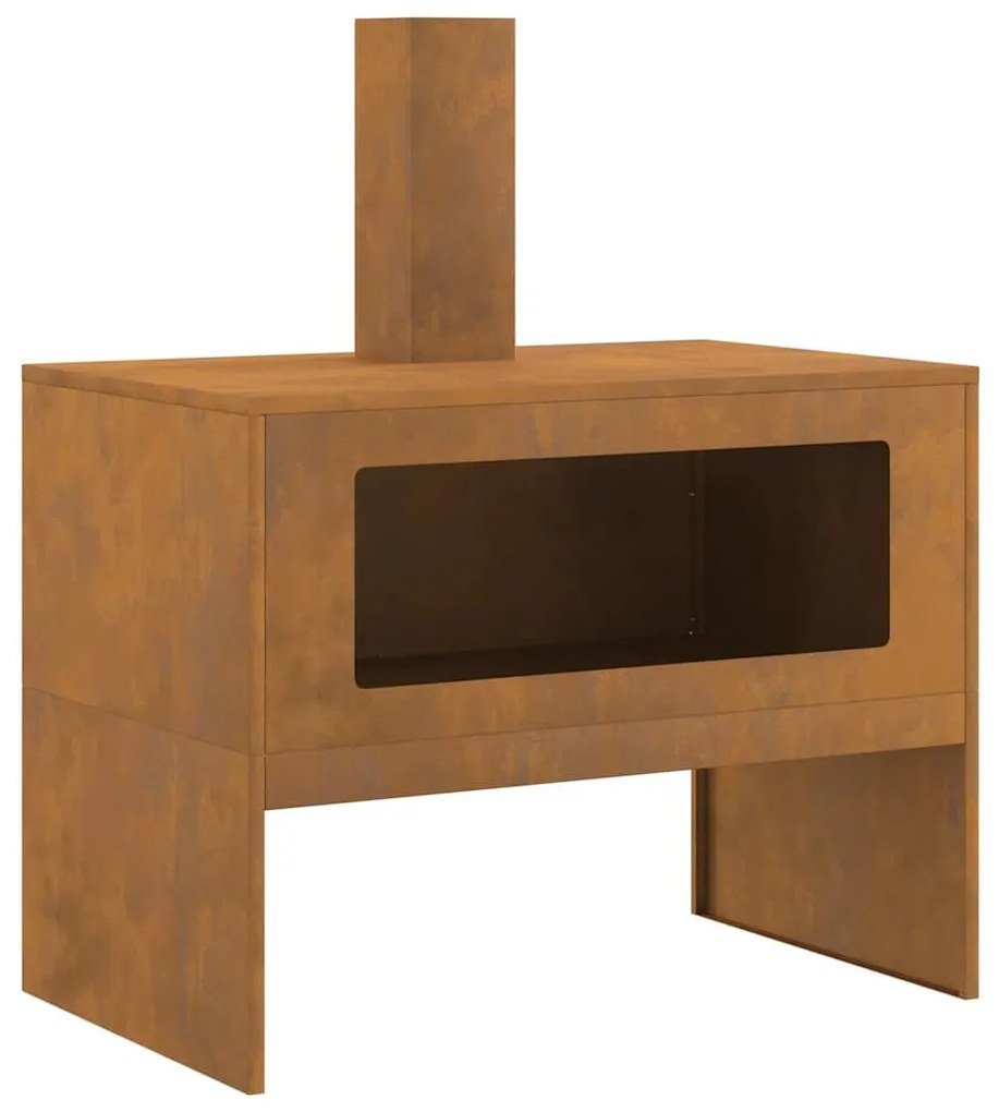 Fogueira com Chaminé 80x50x96 cm Aço Envelhecido