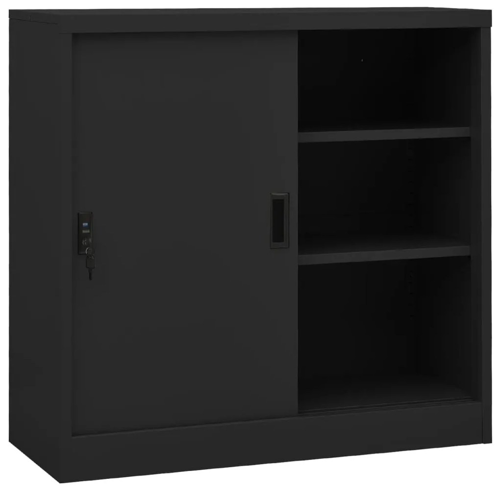 vidaXL Armário escritório c/ porta deslizante 90x40x90cm aço antracite