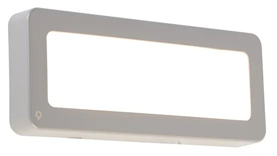 Candeeiro de parede exterior retangular moderno cinzento com LED - Prim