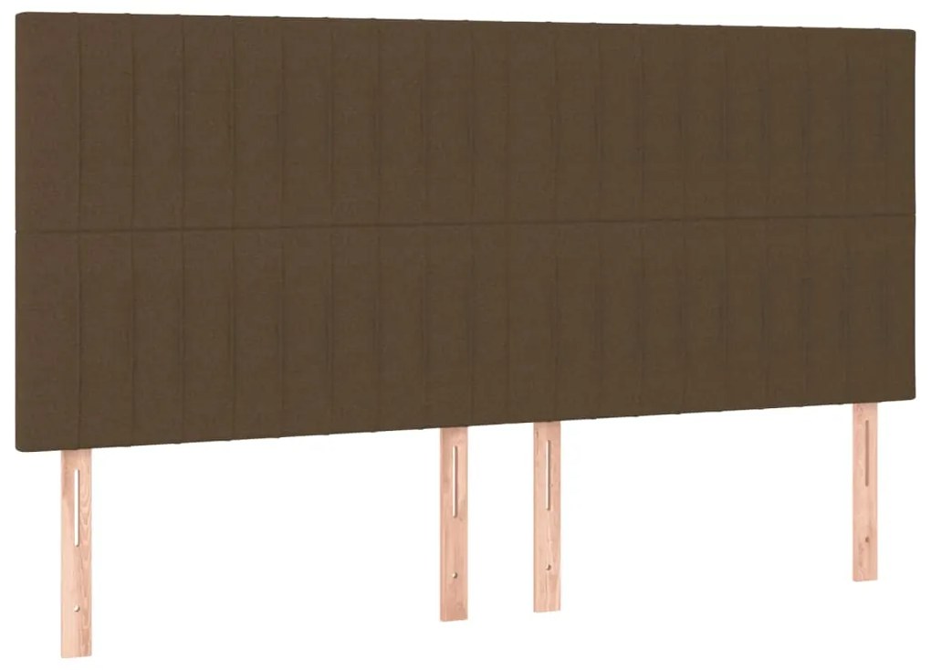 Estrutura de cama 160x200 cm tecido castanho-escuro