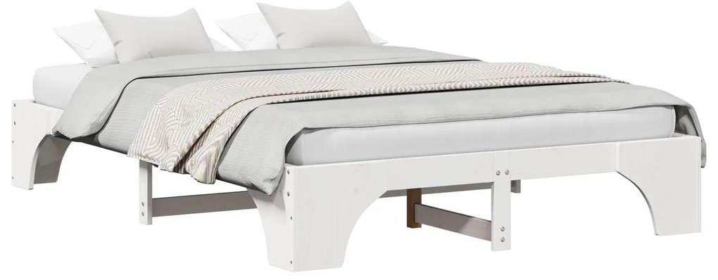 Estrutura de Cama Branca Madeira 140 x 200 cm Minimalista