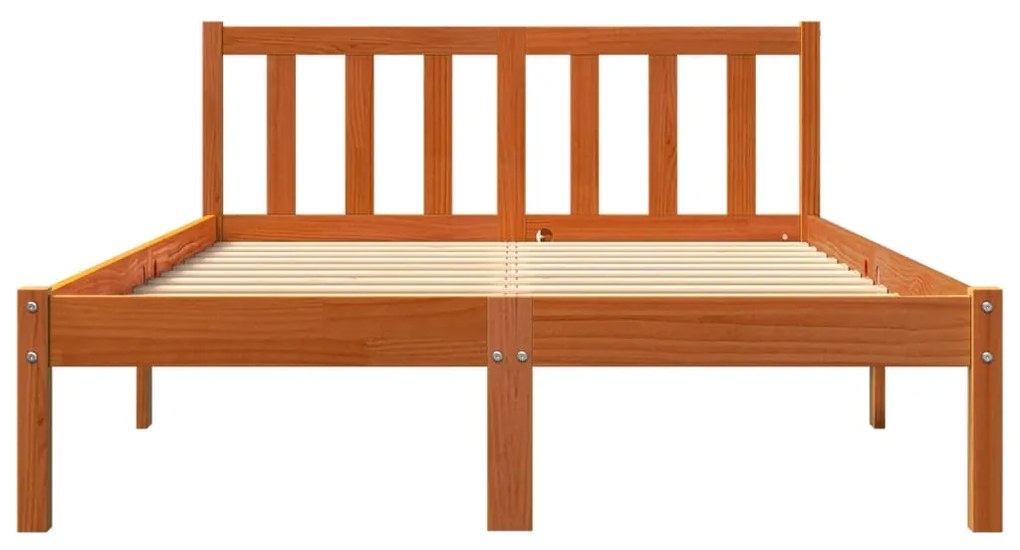 Estrutura de cama 120x200 cm madeira pinho maciça castanho cera