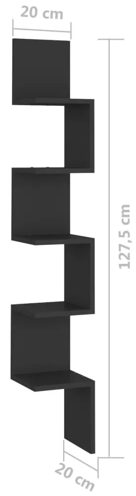 Estante de canto p/ parede 20x20x127,5 cm deriv. madeira preto