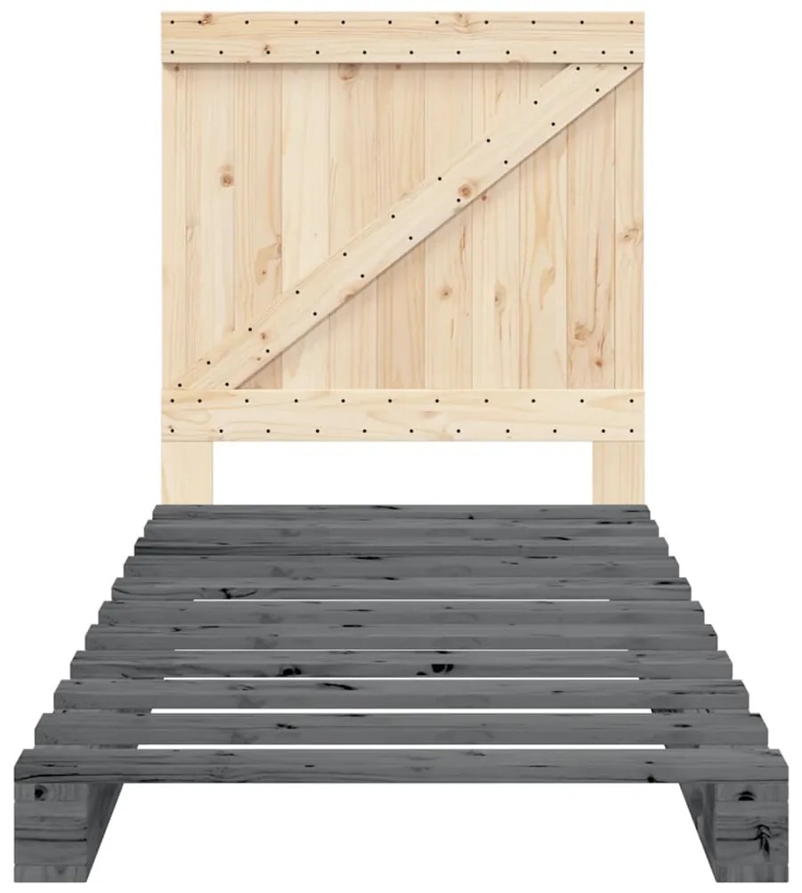 Estrutura de cama com cabeceira 90x200 cm pinho maciço cinzento